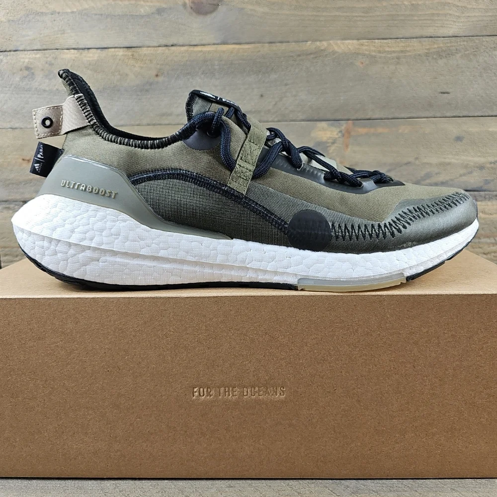adidas Ultraboost 21 X Parley Men's Running Shoes Focus Olive Black - Picture 2 of 12